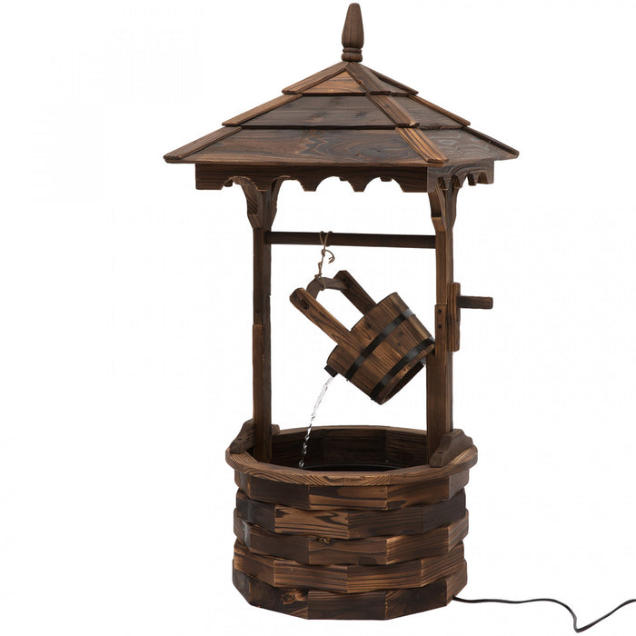 Fontaine De Cascade De Tonneau Exterieur Bois Rustique Avec Pompe Decor De Jardin