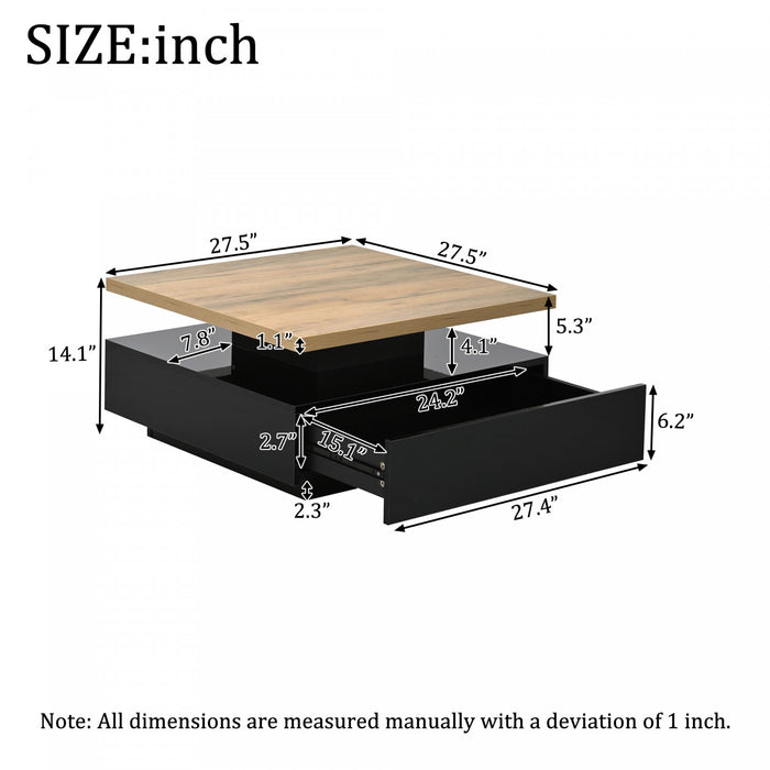 Liam table basse pivotante – table avec plateau rotatif a 360°, noir
