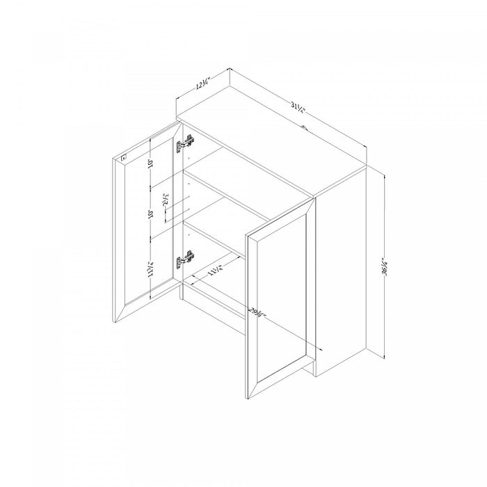  Armoire décorative Arum à 2 portes avec tablettes - chêne noir