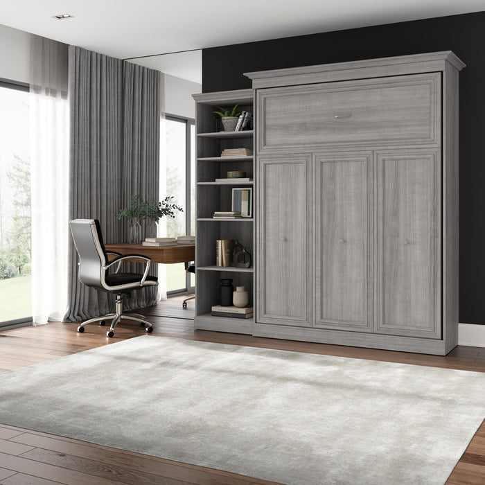Grand lit escamotable Versatile de Bestar de 92 po (L) avec organisateur de garde-robe - gris platine