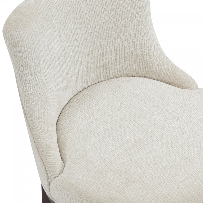 Tabouret de bar moderne Lucia en bois et tissu chenille naturel - Lot de 3