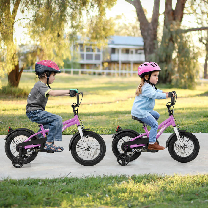 Costway 14\" Velo Pour Enfants Pour Garcons Et Filles De 3 A 5 Ans Avec Reflecteurs De Frein A Main Reglables Violet