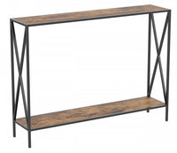  Console de 40 po avec 1 tablette - bois recyclé brun et base en métal noir