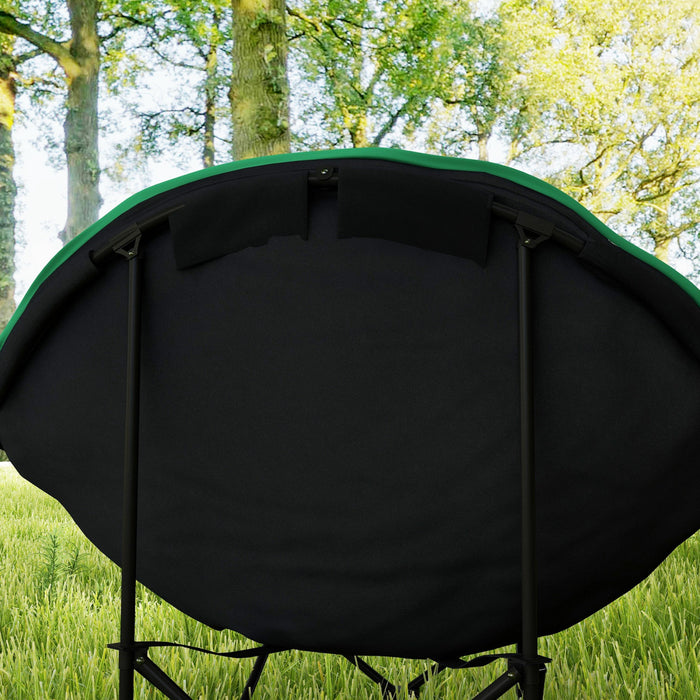 Outsunny Chaise de camping pliable rembourree avec sac de transport, poche de rangement et repose-pieds amovible pour exterieur, plage, pique-nique, randonnee, peche, voyage