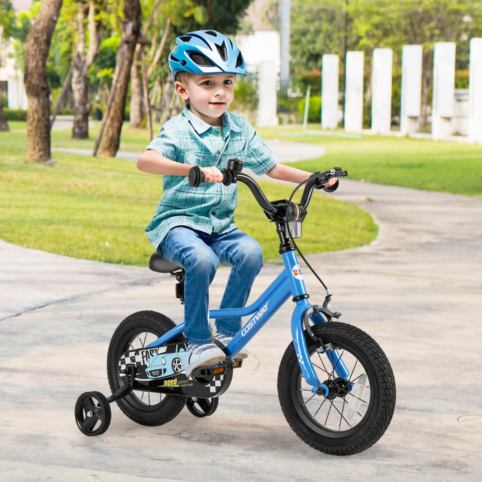 Costway 12\" Velo D'entrainement Pour Enfants Avec Roues D'entrainement Amovibles Pneumatiques Navy