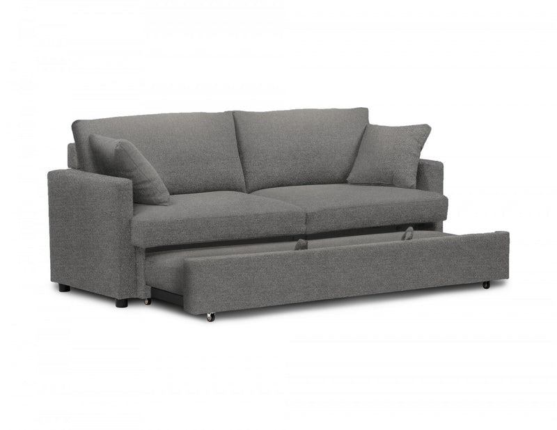 Canape Lit Convertible, 78\" Longueur, Tissu Gris Clair, Contemporain, Moderne