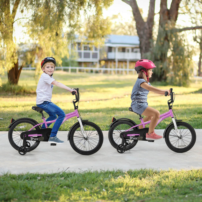 Costway 18\" Velo Pour Enfants Pour Garcons Et Filles De 4 A 8 Ans Avec Reflecteurs De Frein A Main Reglables Violet