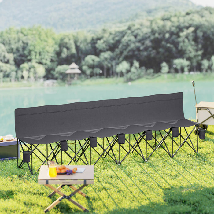 Outsunny Chaise De Camping Pliante 6 Places Avec Porte-gobelet, Gris Fonce