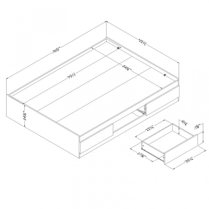 Step One Lit Matelot Avec 3 Tiroirs - Blanc Solide
