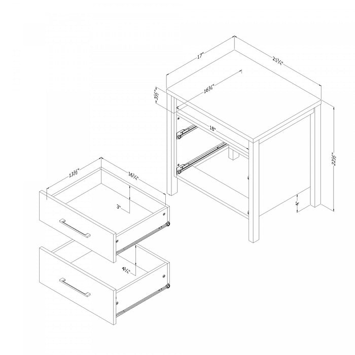Gravity Table De Chevet 2 Tiroirs - Blanc Solide