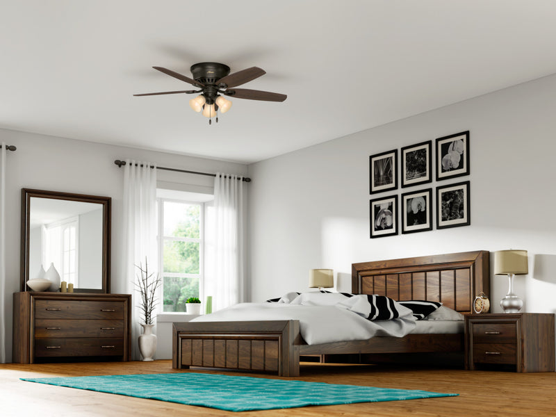 Ventilateur de plafond à profil bas du constructeur avec luminaire - Bronze