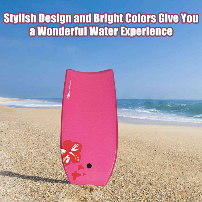Goplus 37'' Super Leger Bodyboard Surfing W/leash Eps Core Embarque Ixpe Rose