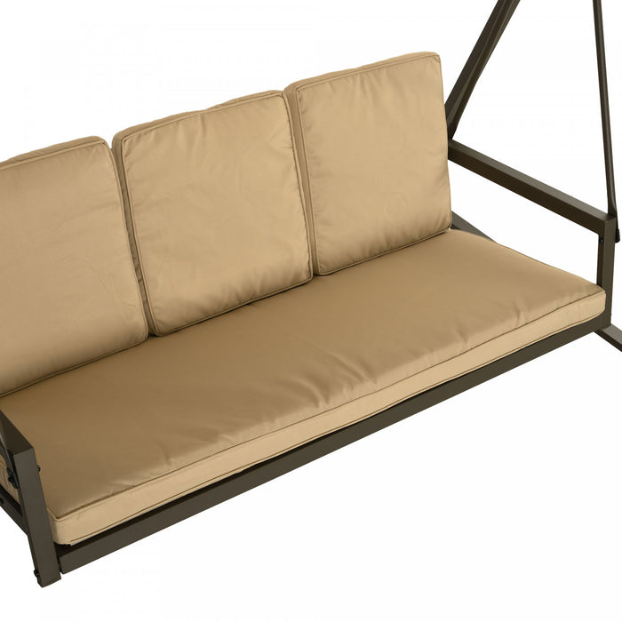 Outsunny Balancelle De Patio 3 Places, Balancoire D'exterieur, Beige