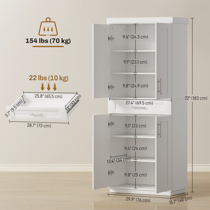 HOMCOM Garde-Manger Cuisine Moderne Etageres Blanc