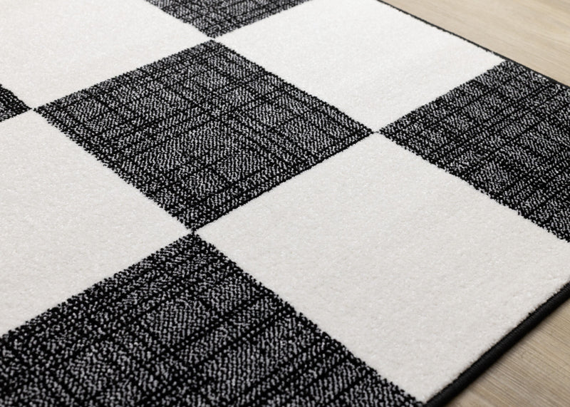 Tapis Covington a Carreaux Noir et Blanc, 5'3\" x 7'7\"
