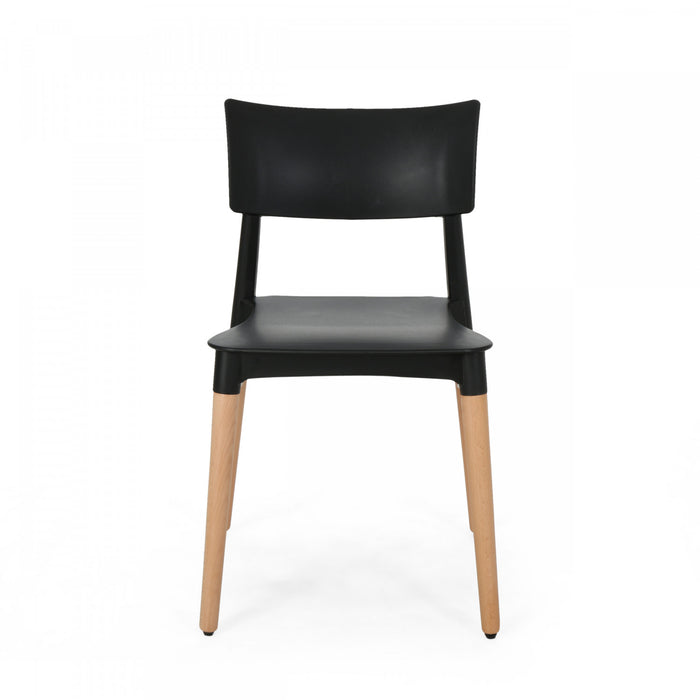 Lot De 2 Chaises De Salle À Manger Mason Avec Assise En Polypropylène Et Pieds En Bois Massif - Noir