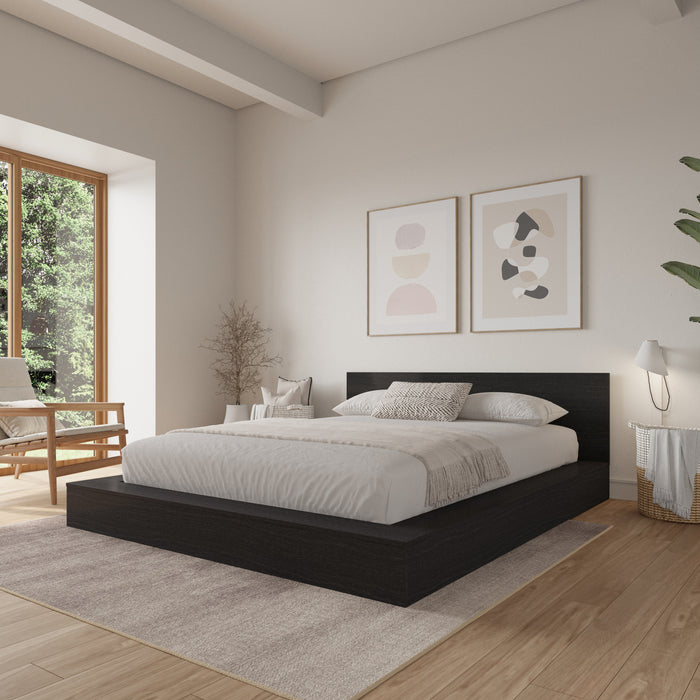 Kanso Lit a Plateforme Basse avec Tete de Lit