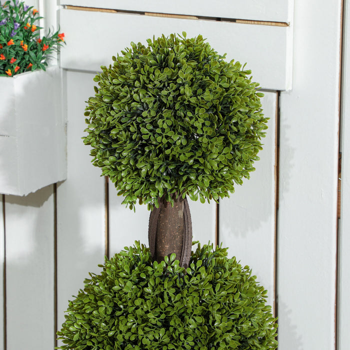 HOMCOM Lot de 2 Plantes Artificielles Decoratives en Buis avec Pots, 45.3\"