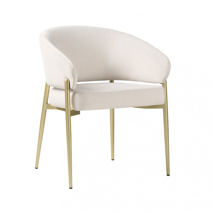 Jeremy Chaises De Salle A Manger Modernes, Ensemble De 2, Chaises Laterales Tapisees En Tissu Avec Structure Metallique, Beige