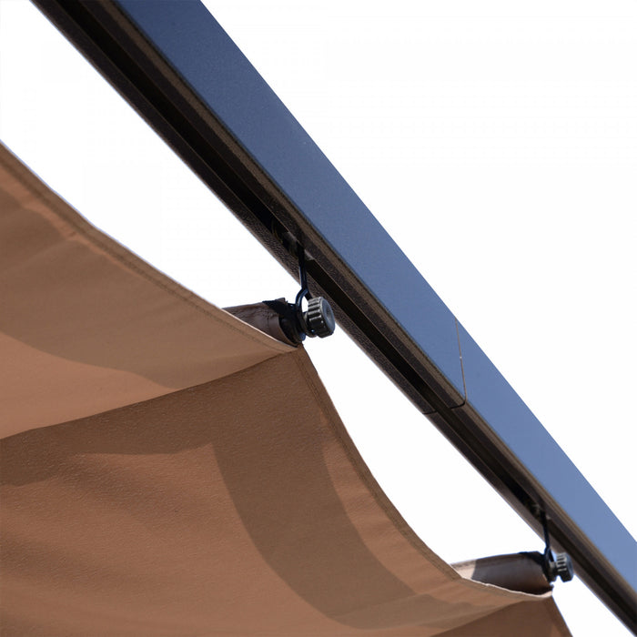 Outsunny Pergola Retractable 10' X 13' Auvent Retractable Pour Patio Jardin Terrasse Structure Aluminium + Toile Polyester Haute Densite 180 G/m² Brun