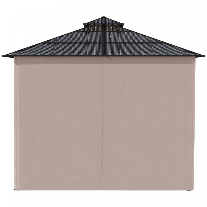 Outsunny Gazebo A Double Toit Rigide 9 X 10' Avec Moustiquaires Et Rideaux