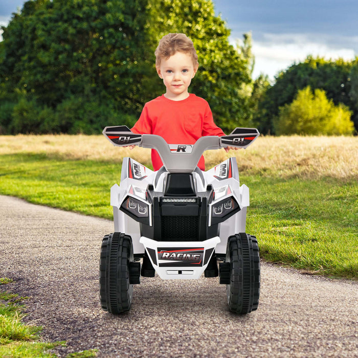 Costway Enfants Rouler Sur Atv 4 Roues Quad Jouet Voiture 6v Alimente Par Batterie Jouet Motorise Blanc