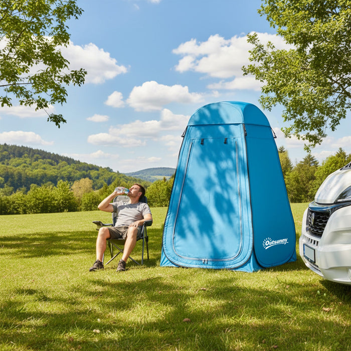 Outsunny Tente de Douche Pop-Up, Abri Prive pour Changement en Exterieur, Bleu