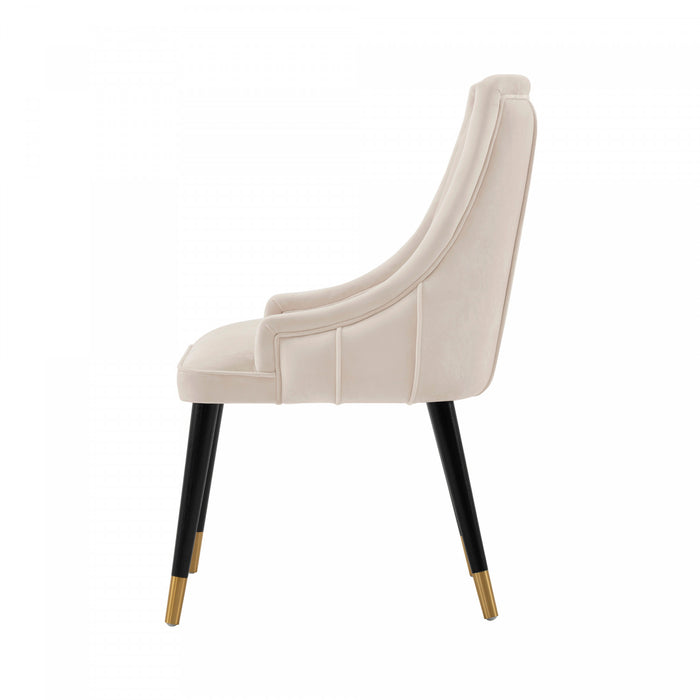Chaise de salle a manger moderne en bois Eda avec revetement creme - Lot de 2