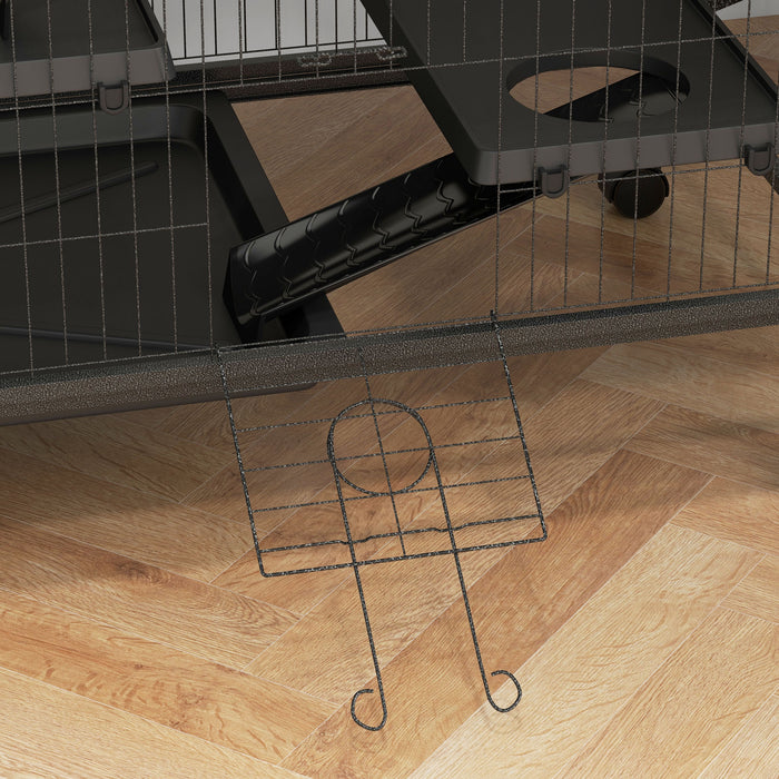 Pawhut Cage Roulante A 5 Niveaux Pour Petits Animaux, Cage Pour Cochon D'inde, Furet, Chinchilla, Chaton, Lapin, Petite Maison De Jeu Pour Animaux De Compagnie Avec Hamac, Plateau Amovible, Gris