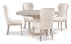 Ensemble de salle à manger Corsa 5 pièces avec table et 4 chaises - chêne blanc antique et gris clair 