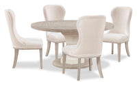 Ensemble de salle à manger Corsa 5 pièces avec table et 4 chaises - chêne blanc antique et gris clair