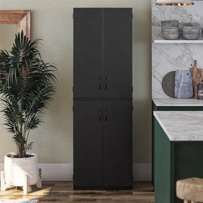Armoire de rangement Ameriwood Home de 72 po à 4 portes - noire