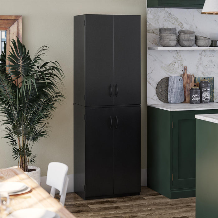 Armoire de rangement Ameriwood Home de 72 po à 4 portes - noire