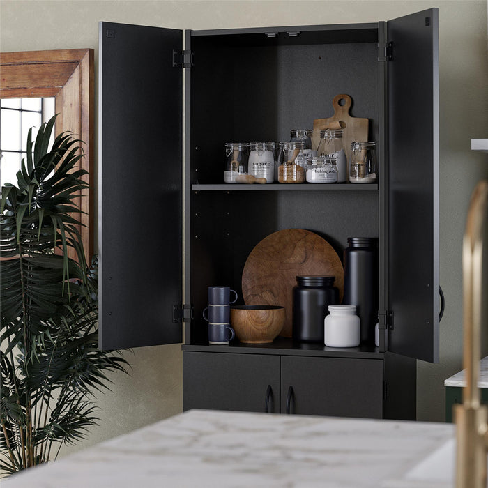Armoire de rangement Ameriwood Home de 72 po à 4 portes - noire