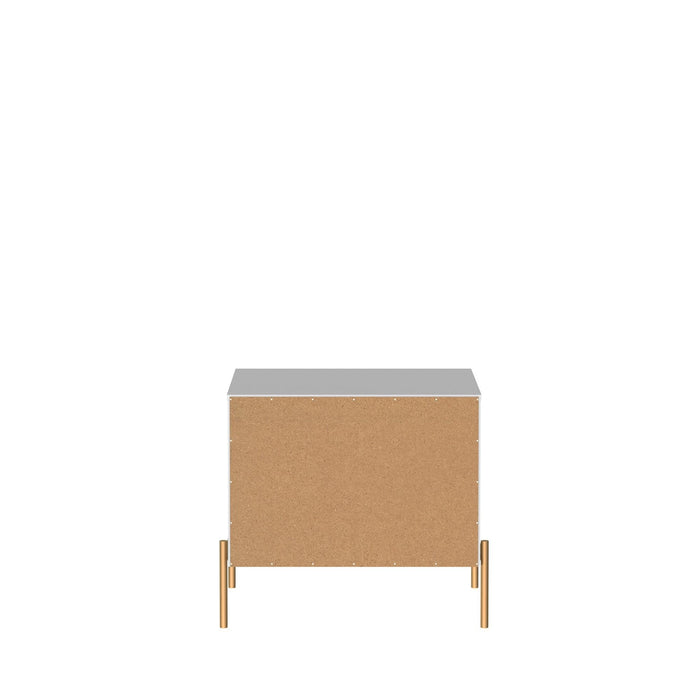 Table de nuit Jasper de Manhattan Comfort avec pattes en acier doré - blanc lustré