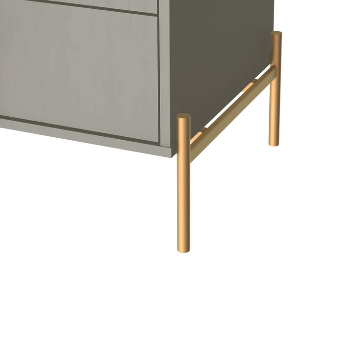 Table de nuit Jasper de Manhattan Comfort avec pattes en acier doré - gris lustré