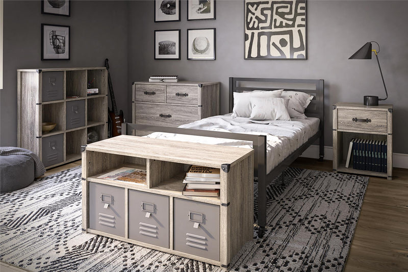 Banc de rangement Nova de Little Seeds pour la chambre à coucher - chêne gris