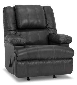 Fauteuil berçant inclinable Design à mon image de 38 po en cuir véritable avec accoudoirs de rangement - gris granite Weston