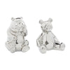 Sculpture d'ours argenté de 8 po en céramique - ensemble de 2