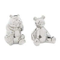 Sculpture d'ours argenté de 8 po en céramique - ensemble de 2