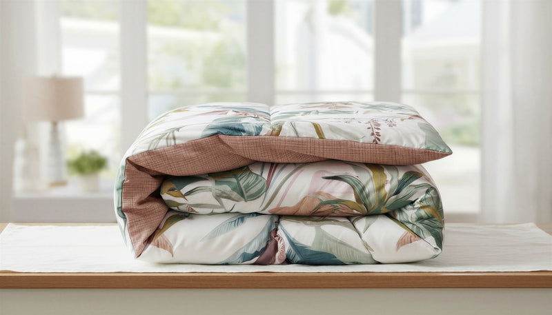 Ensemble Douillette Reversible pour Lit Simple avec Cache-Oreiller 