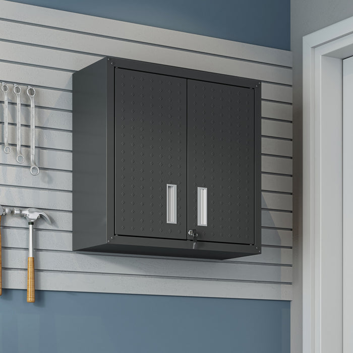 Armoire flottante Fortress de 30 po en métal texturé avec tablettes réglables pour le garage - gris anthracite