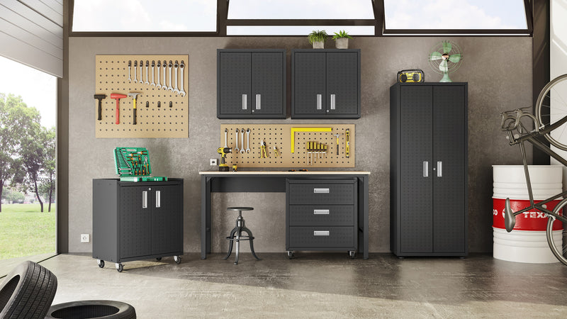 Armoire flottante Fortress de 30 po en métal texturé avec tablettes réglables pour le garage - gris anthracite