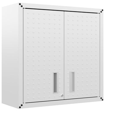 Fortress 30" Floating Textured Metal Garage Cabinet with Adjustable Shelves - White|Armoire flottante Fortress de Manhattan Comfort de 30 po en métal texturé avec tablettes réglables pour le garage - blanche