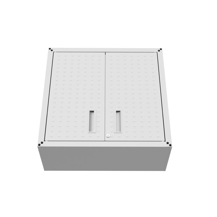Armoire flottante Fortress de Manhattan Comfort de 30 po en métal texturé avec tablettes réglables pour le garage - blanche
