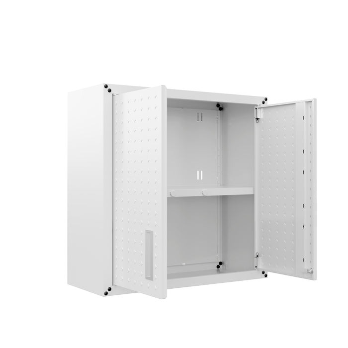 Armoire flottante Fortress de Manhattan Comfort de 30 po en métal texturé avec tablettes réglables pour le garage - blanche