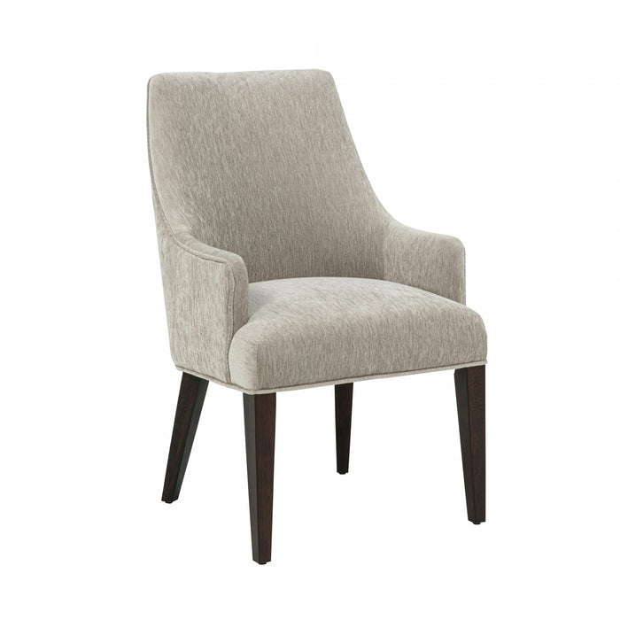 Fauteuil moderne Beever en bois et chenille taupe - Lot de 2