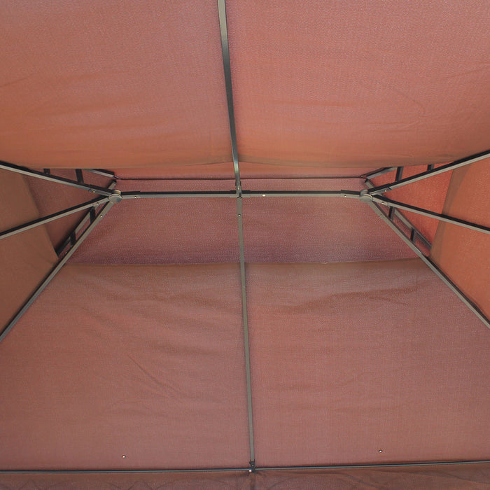 Outsunny 10x13ft Pavillon De Jardin A Deux Niveaux Avec Rideau Abri Exterieur Backyard Canopy Coffee