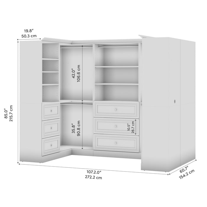 Organisateur de pièce-penderie en forme de U Versatile de Bestar de 108 po (L) - blanc