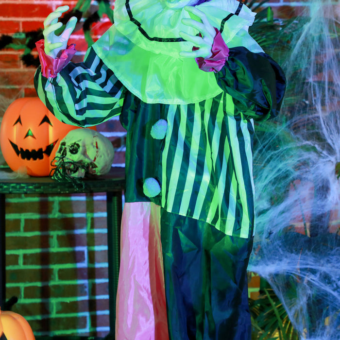 Outsunny decoration d'Halloween taille reelle 173 cm, clown anime avec mouvements